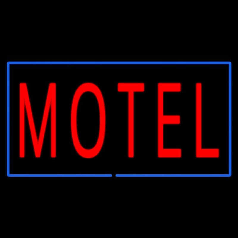 Motel With Blue Border Neon Sign