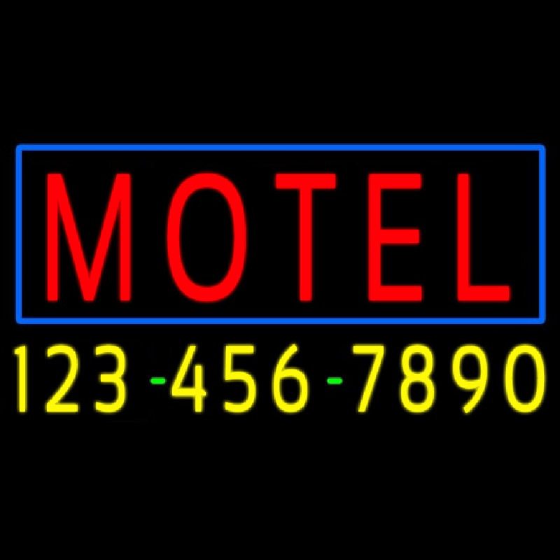 Motel With Phone Number Neon Sign