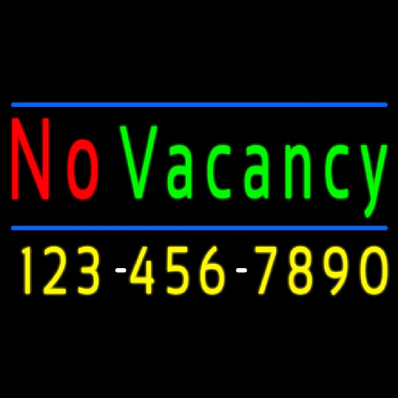 No Vacancy With Phone Number Neon Sign