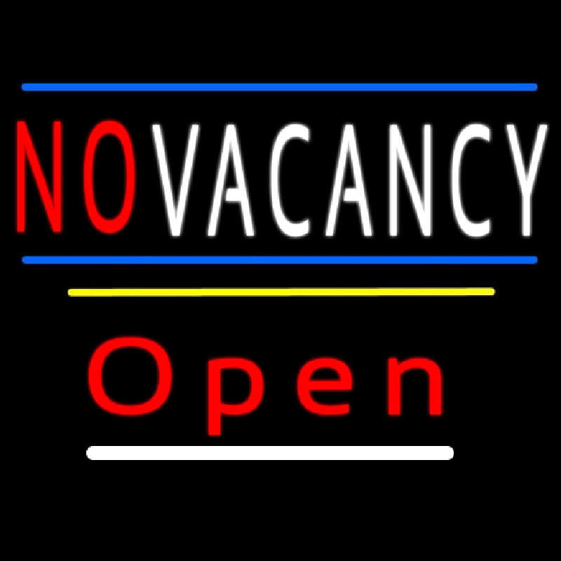 No Vacancy Open Yellow Line Neon Sign