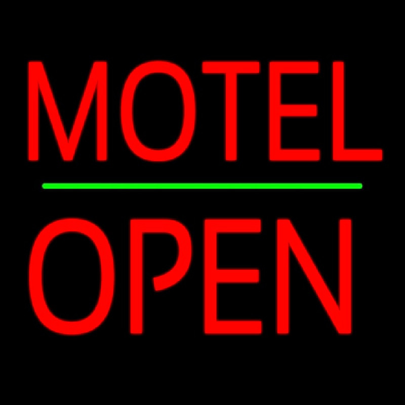 Motel Block Open Green Line Neon Sign