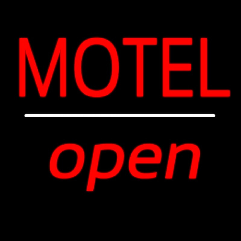 Motel Open White Line Neon Sign