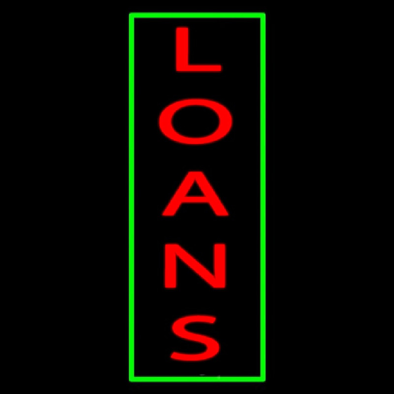 Vertical Red Loans Green Border Neon Sign