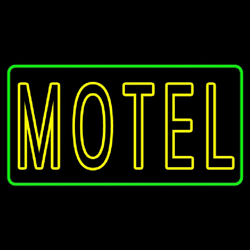 Motel With Green Border Neon Sign