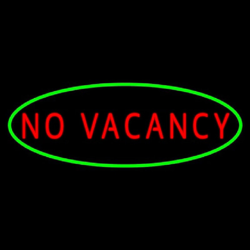 No Vacancy Oval Green Border Neon Sign