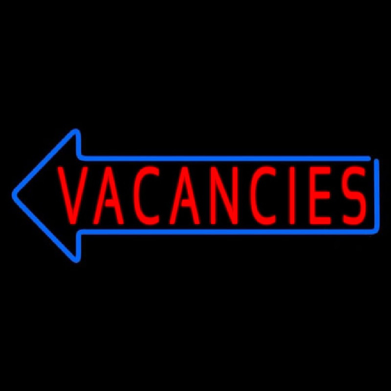 Red Vacancies With Blue Arrow Neon Sign