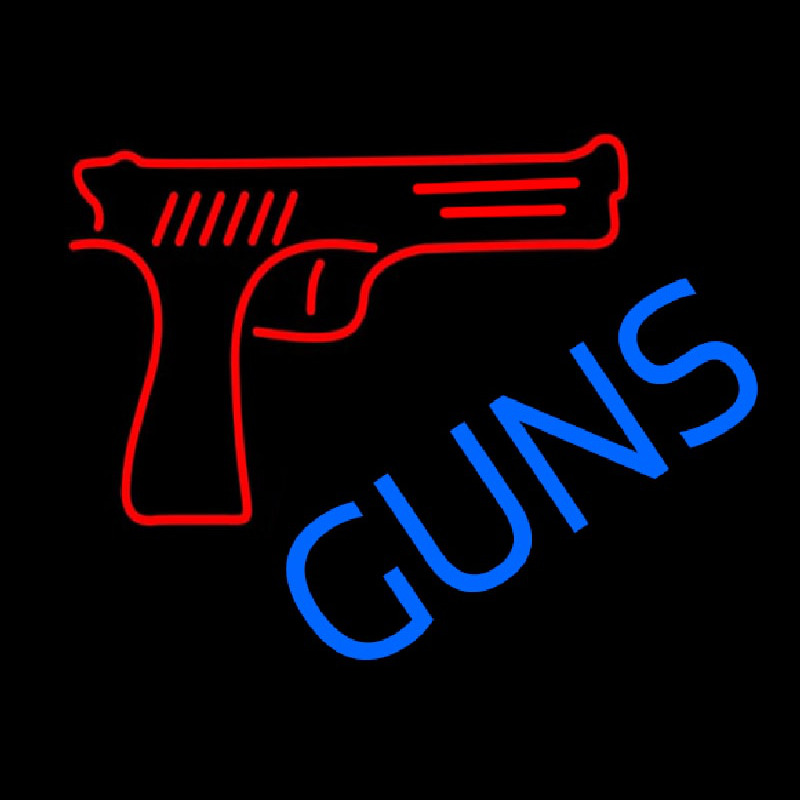 Red Guns Block Neon Sign