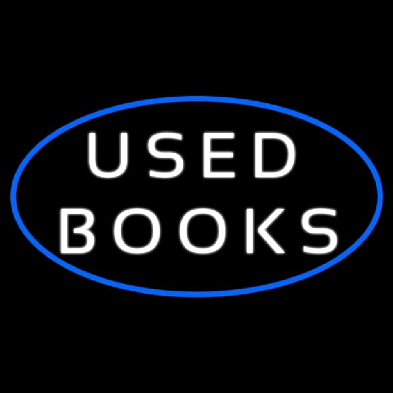 Used Books With Blue Border Neon Sign