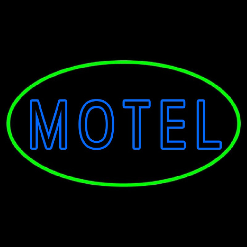 Blue Motel Double Stroke And Green Border Neon Sign