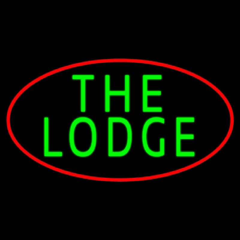 Cursive Green Lodge And Red Border Neon Sign