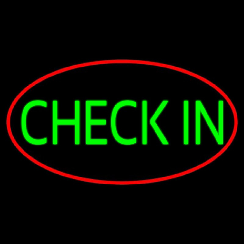 Green Check In Neon Sign