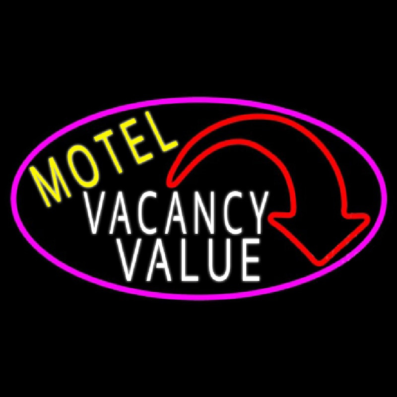 Motel Vacancy Value With Arrow Neon Sign