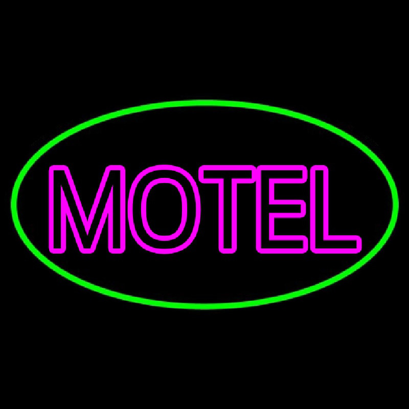 Motel With Green Border Neon Sign