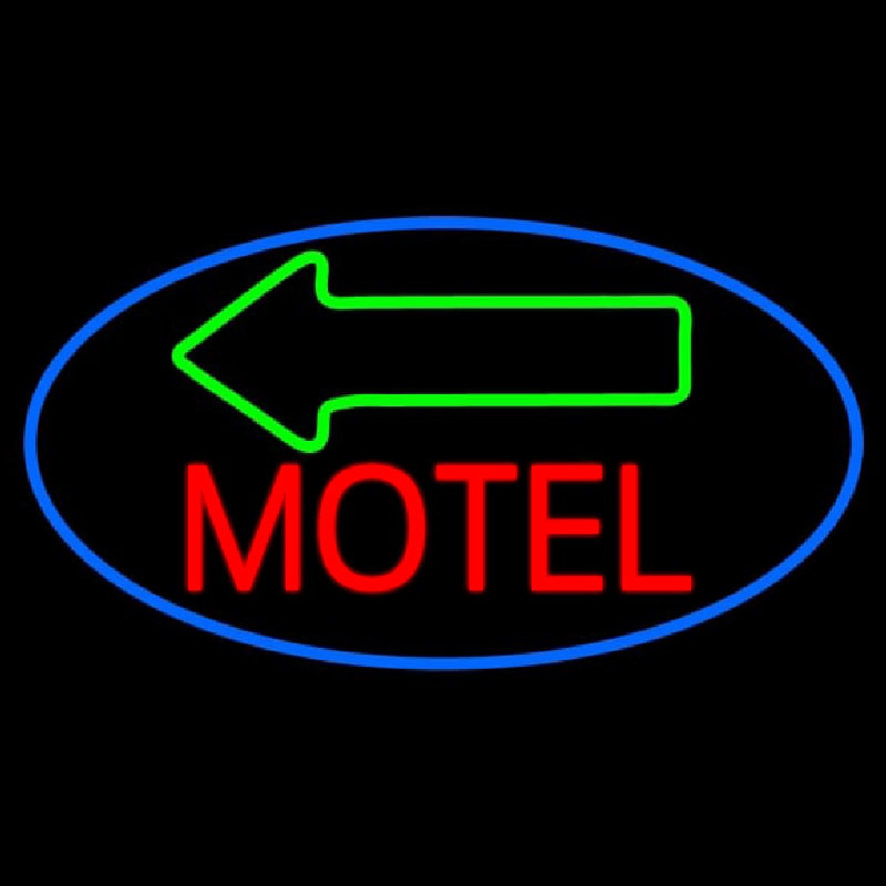 Red Motel With Green Arrow Neon Sign