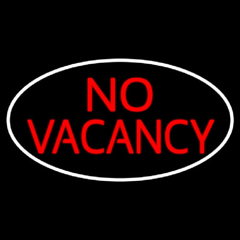 Red No Vacancy With White Border Neon Sign