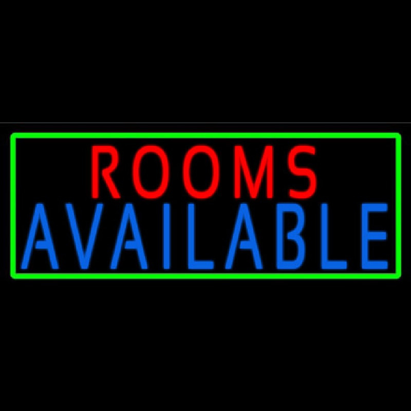 Rooms Available Vacancy With Green Border Neon Sign