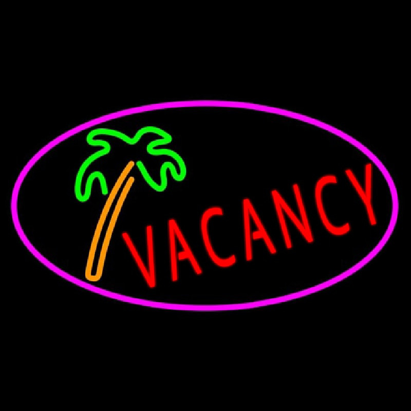 Vacancy Tree With Pink Border Neon Sign