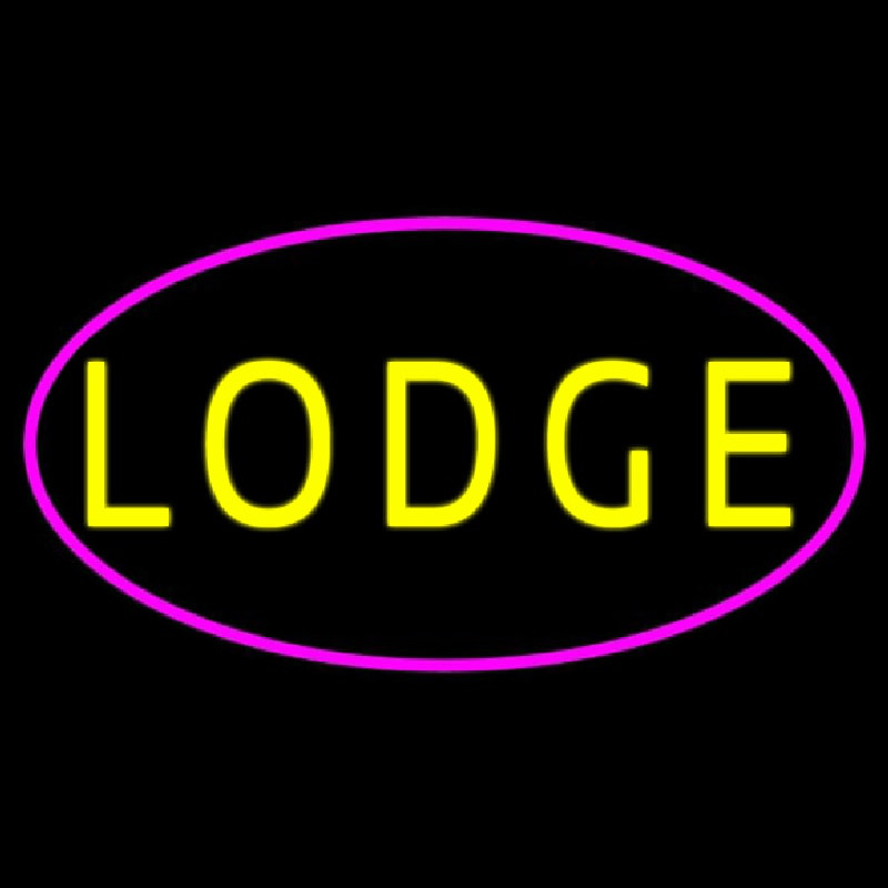 Yellow Lodge With Pink Border Neon Sign