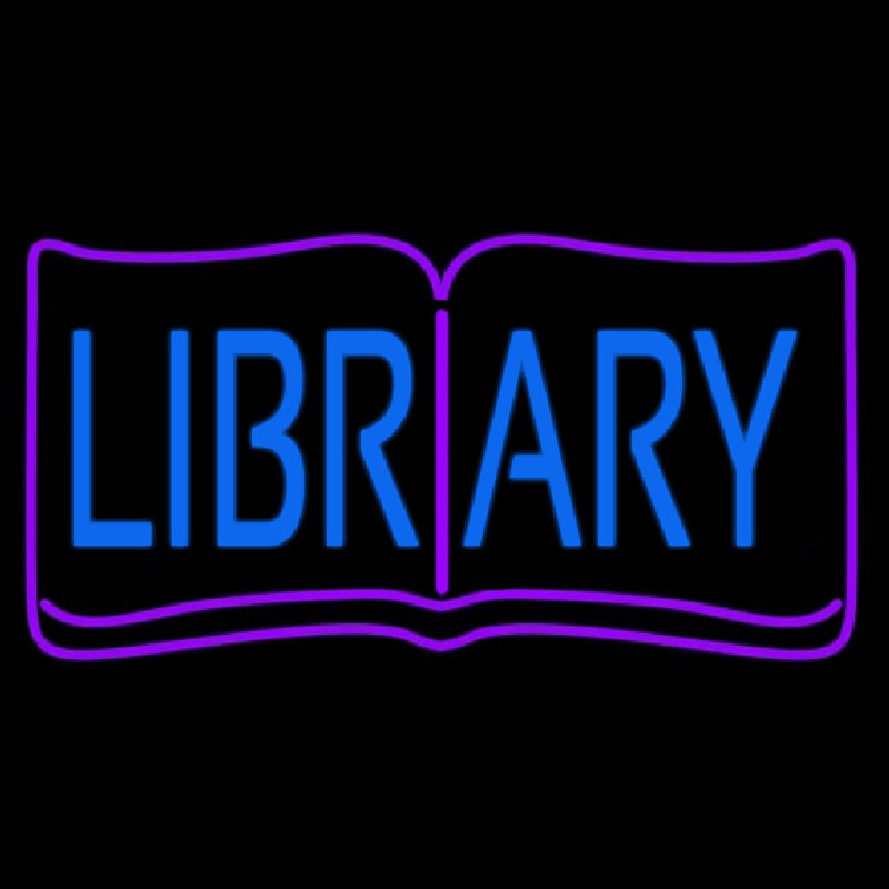 Blue Library Neon Sign