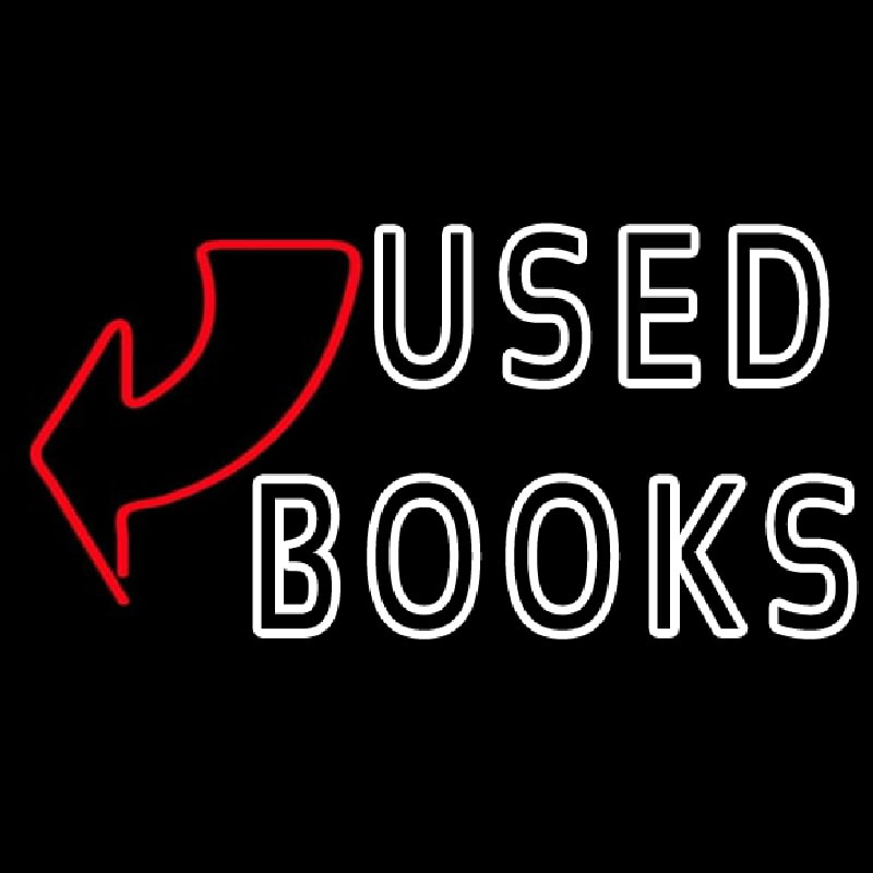 Used Books With Arrow Neon Sign