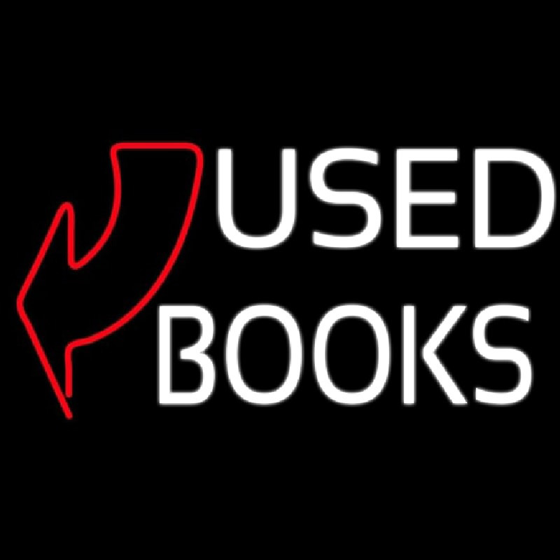 Used Books With Arrow Neon Sign