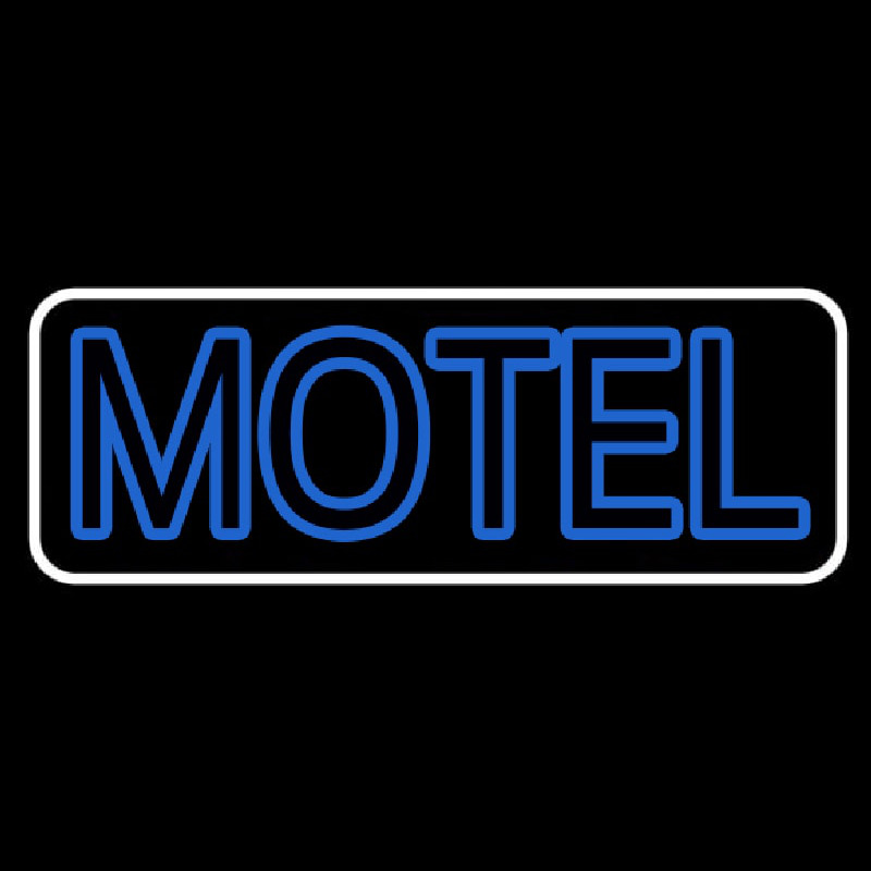 Blue Motel Double Stroke With White Border Neon Sign