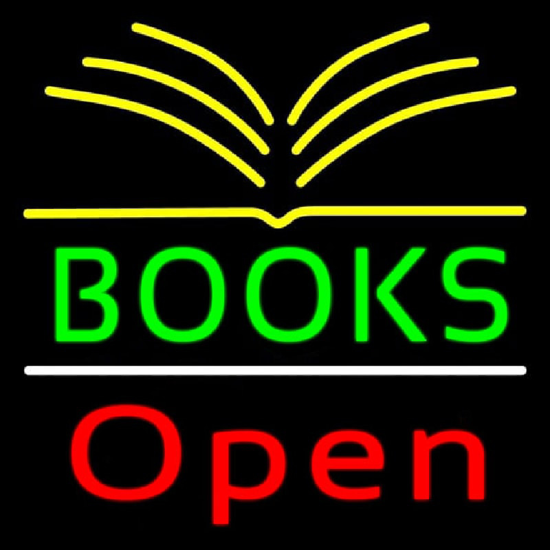 Books Red Open Neon Sign