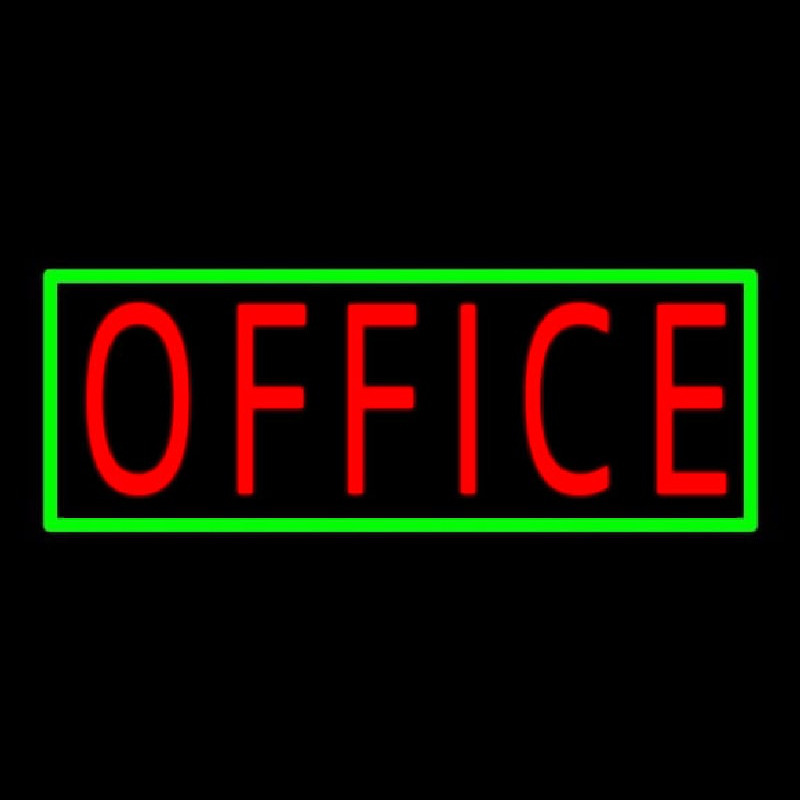 Red Office With Green Border Neon Sign