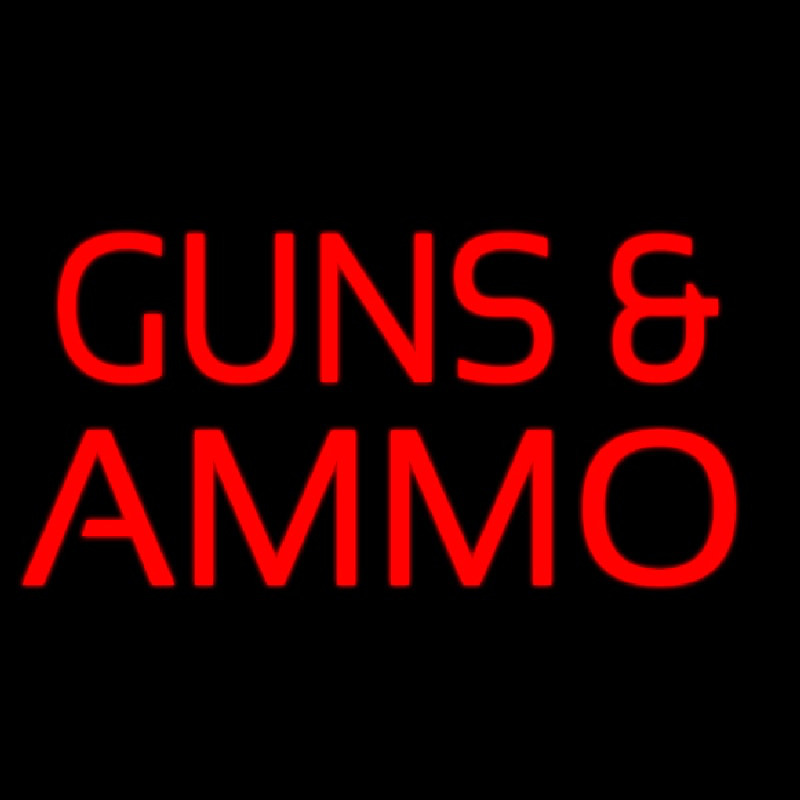 Red Guns And Ammo Block Neon Sign