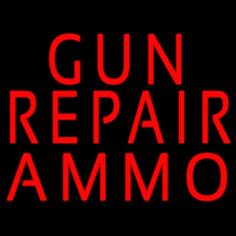 Red Gun Repair Ammo Neon Sign