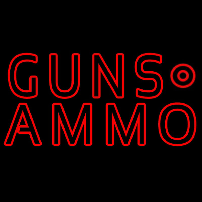 Red Guns Ammo Neon Sign