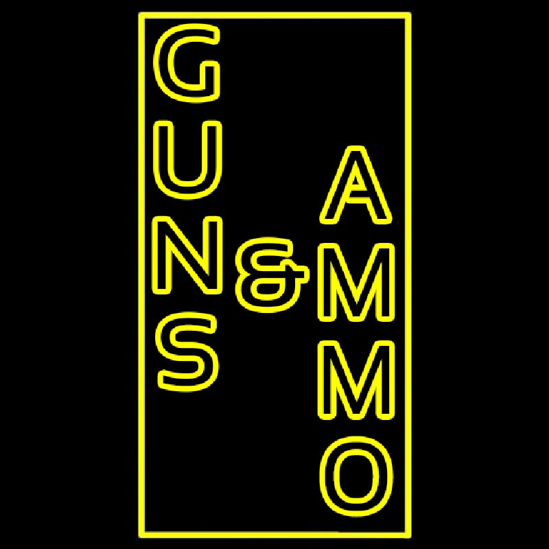 Vertical Guns And Ammo Neon Sign