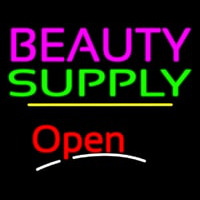 Beauty Supply Open Yellow Line Neon Sign