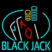 Blackjack With Playing Card Neon Sign