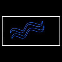 Blue Aquarius Logo White Border Neon Sign