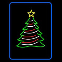 Blue Border Decorative Christmas Tree Neon Sign