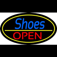 Blue Cursive Shoes Open Neon Sign