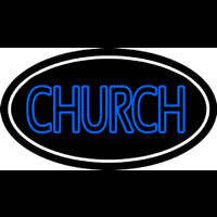 Blue Double Stroke Church Neon Sign