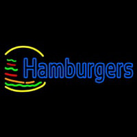 Blue Double Stroke Hamburgers Neon Sign