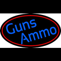 Blue Gun Ammo With Red Oval Neon Sign