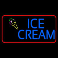 Blue Ice Cream With Red Border Neon Sign