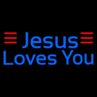 Blue Jesus Loves You Neon Sign