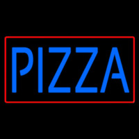 Blue Pizza Red Border Neon Sign