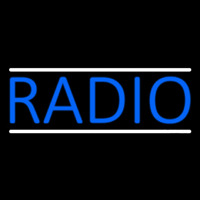 Blue Radio Music White Line Neon Sign