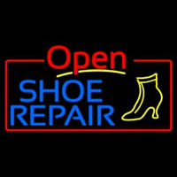 Blue Shoe Repair Open Neon Sign