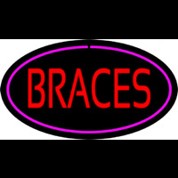 Braces Oval Pink Neon Sign