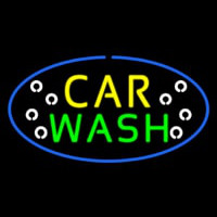 Car Wash Blue Oval Neon Sign