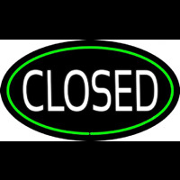 Closed Oval Green Neon Sign