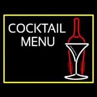 Cocktail Menu With Bottle Neon Sign