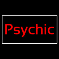 Cursive Red Psychic White Border Neon Sign